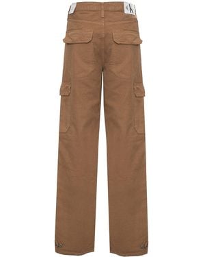 Calvin Klein Farbige Hose Mit Logo-Detail, Cinco-Patocks, Geldbörse, Reißverschluss Und Knopfgürtel Für Damen - Braun