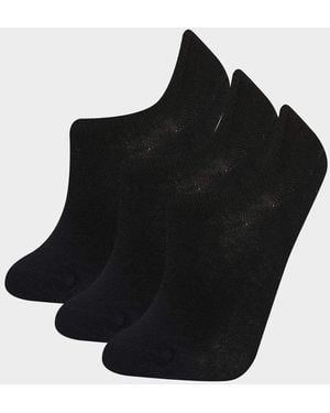 Defacto 3-Teilige Sneaker-Socken Aus Baumwolle F4532Axns Für Damen - Schwarz