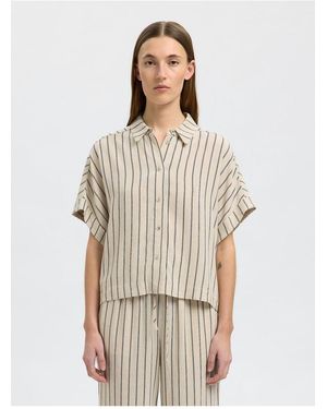 SELECTED Crop-Bluse Streifen Für Damen - Natur