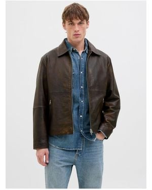 Jack & Jones Lederjacke Lederjacke Für Herren - Blau