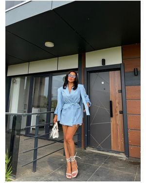 ZF BUTİK Design Oversized Blazer Jacke Mit Krawatte Für Damen - Schwarz