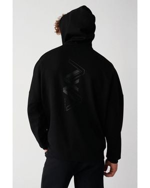 AVVA Schwarzes Interlock-Kapuzenpullover Mit Kängurutasche A32Y1280 Für Herren