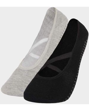 Defacto Pilates-Socken Aus Baumwolle Mit Rutschfester Sohle, 2Er-Pack E2079Axns Für Damen - Schwarz