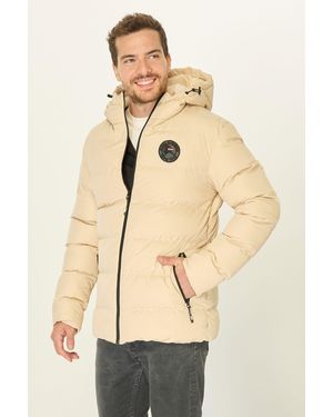 D1fference Beigefarbene Wasser- Und Windabweisende Pufferjacke Für Herren - Natur