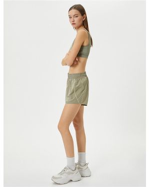 Koton Mini-Laufshorts Mit Hoher Taille Und Paspelierung Für Damen - Weiß