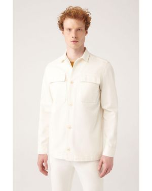 AVVA 100% Baumwolle Clamshell Pocket Piece Dye Slim Coat A31Y6050 Für Herren - Weiß