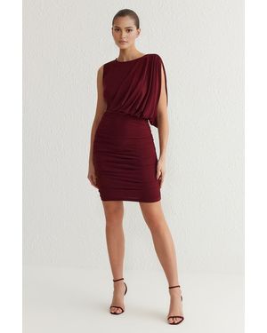 Trendyol Burgunderfarbenes, Körperbetontes Strickkleid Für Damen - Rot