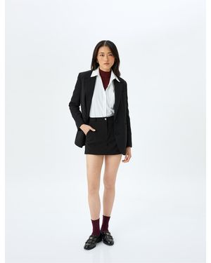 Koton Slim Fit Mini-Shorts-Rock Mit Taschen Für Damen - Schwarz