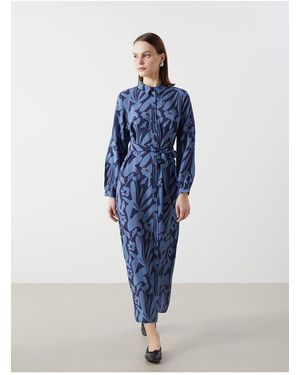 LC Waikiki Lcw Modest Floral Hemdkleid Für Damen - Blau