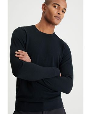 Calvin Klein Sweatshirt Aus 100 Wolle Mit Ck-Logo, Langärmelig, Rundhalsausschnitt, K10K 109474 -Beh Für Herren - Schwarz