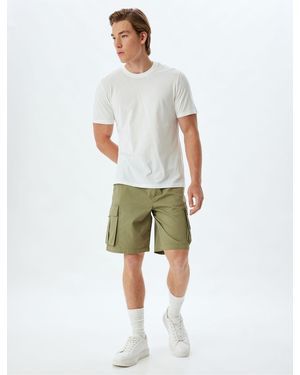 Koton Bermudashorts Aus Baumwolle – Taschendetail Für Herren - Weiß