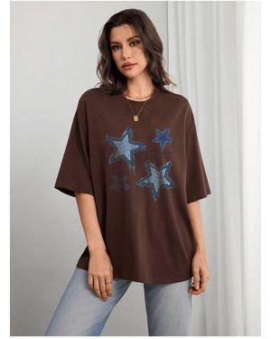 uyguntarz T-Shirt Mit Ewigem, Leicht Bedrucktem Design - Braun