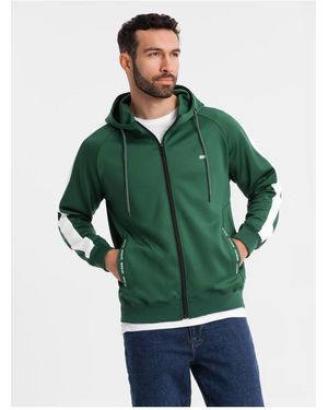 Ombre Kapuzensweatshirt Mit Offenem Reißverschluss Und Paspelierung Dunkelgrün V7 L Für Herren