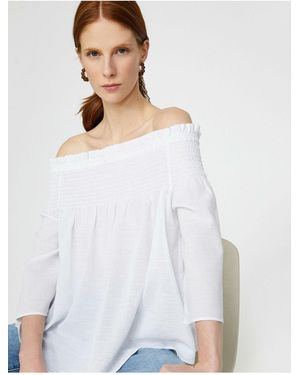 Koton Schulterfreie Bluse - Weiß