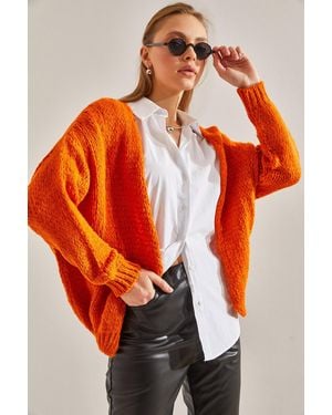 Bianco Lucci Weicher Strick-Cardigan Für Damen - Orange