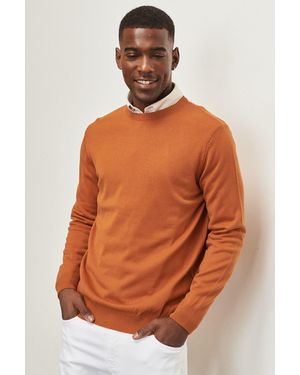 ALTINYILDIZ CLASSICS Strickpullover – Ziegelfarbe, Rundhalsausschnitt, Anti-Pilling, Standard-Passform Für Herren - Orange