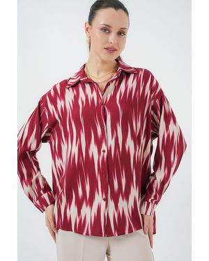 Bigdart Gemustertes Oversize-Shirt 20301 – Für Damen - Rot