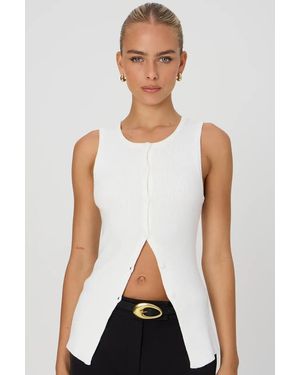 Madmext Weiße Gestrickte Weste Mit Null-Manschettenknöpfen Mg2102 Für Damen