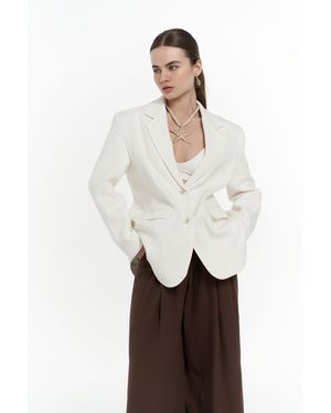 BOHEMAİ Weit Geschnittener Basic-Blazer - Weiß