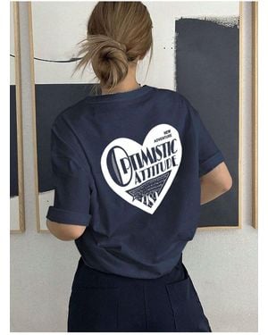 Know Marineblaues Oversize-T-Shirt Mit „Optimistic“-Print Für Damen