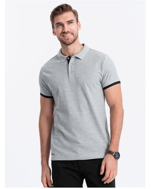 Ombre Poloshirt Aus Baumwolle Mit Kontrastbesatz V7 M Für Herren - Grau