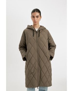 Defacto Bequem Geschnittener, Dünner Parka Mit Kapuze Für Damen - Braun