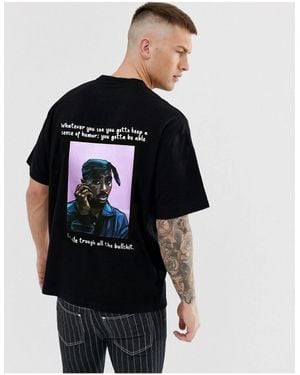 Know Schwarzes Oversize-T-Shirt Mit Tupac-Rückendruck Für Herren