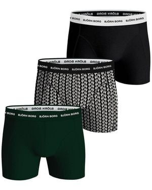 Björn Borg Boxershorts, 3Er Pack Cotton Stretch Boxer, Unterhose, Baumwolle Für Herren - Grün