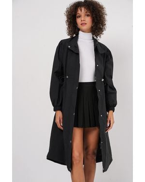 Bigdart 5939 Gefütterter Langer Trenchcoat – Für Damen - Schwarz