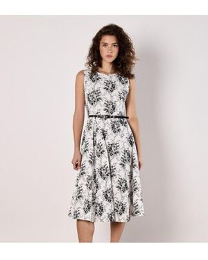 Apricot Midikleid Mit Rosendruck Und Schlaghose Für Damen - Weiß
