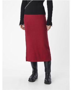 Object Maxirock Gestrickter Für Damen - Rot