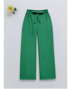 Modamorfo Hose Mit Doppelt Weitem Bein Und Spitzenbund Für Damen - Grün