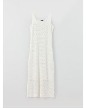 LC Waikiki Lcw Lässiges, Selbstgemustertes Kleid Mit U-Ausschnitt Für Damen - Weiß