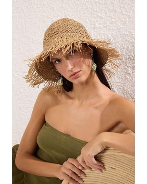 Trendyol Beigefarbener Strohhut Mit Quasten Für Damen - Natur