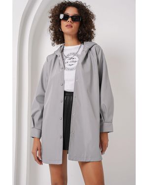 Bigdart 5934 Trenchcoat Mit Kapuze Für Damen - Grau
