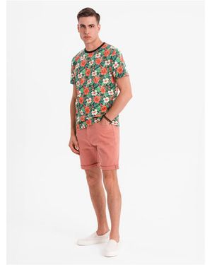 Ombre Klassische Jeansshorts Mit Hochgekrempeltem Bein Koralle V6 Xxl Für Herren - Rot