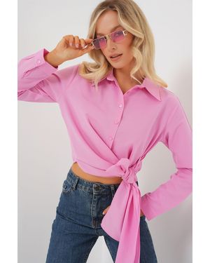 Bigdart Langarmhemd Zum Binden 20325 – Rosa Für Damen - Pink