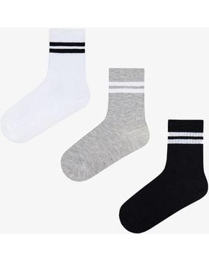 Penti 3-Teilige Mehrfarbige Tennis-Socken Für Jungen Für Herren - Weiß