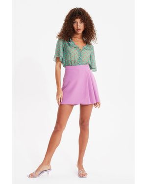 Trendyol Fliederfarbener, Plissierter, Gewebter Shorts-Rock Für Damen - Rot