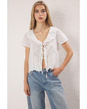 Trendyol Weißes Weißes Hemd Für Damen - Blau