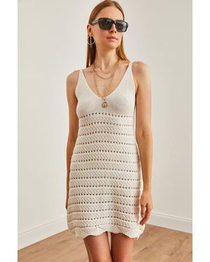 Olalook Mini Sommerkleid Träger, Durchbrochen Und Ungefüttert Für Damen - Weiß