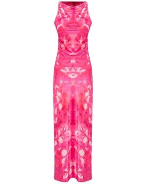 Trendyol Mehrfarbiges, Figurbetontes, Gewebtes Maxi-Abendkleid Und Abschlusskleid Aus Satin Für Damen - Pink