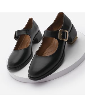 Marjin Schwarzer Loafer – Freizeitschuhe Mit Schnalle Und Dickem Absatz Für Damen