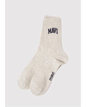 Mavi Ecrufarbene Socken Mit Logo-Aufdruck -80196 Für Herren - Weiß