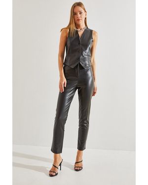 Bianco Lucci Lederhose Mit Taschen Für Damen - Schwarz