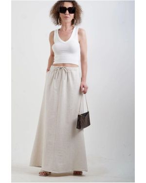My Blog Maxi-Leinenrock Steinfarbe Für Damen - Grau