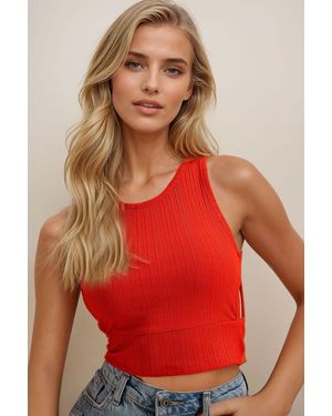 Trend Alaçatı Stili Orangefarbene, Tief Ausgeschnittene Crop-Camisole-Bluse Für Damen