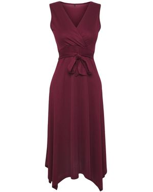 Trendyol Maxi-Strickkleid Mit Pflaumen-Piqué-Schlitz Und Zweireihigem Verschluss Für Damen - Lila