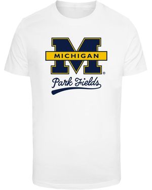 Merchcode Michigan University Michigan Zwei T-Shirt Für Herren - Weiß