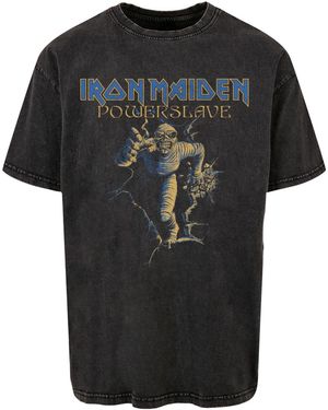 Merchcode Powerslave Wall Smash Vintage Mummy Acid Washed Oversize-T-Shirt Für Herren - Schwarz